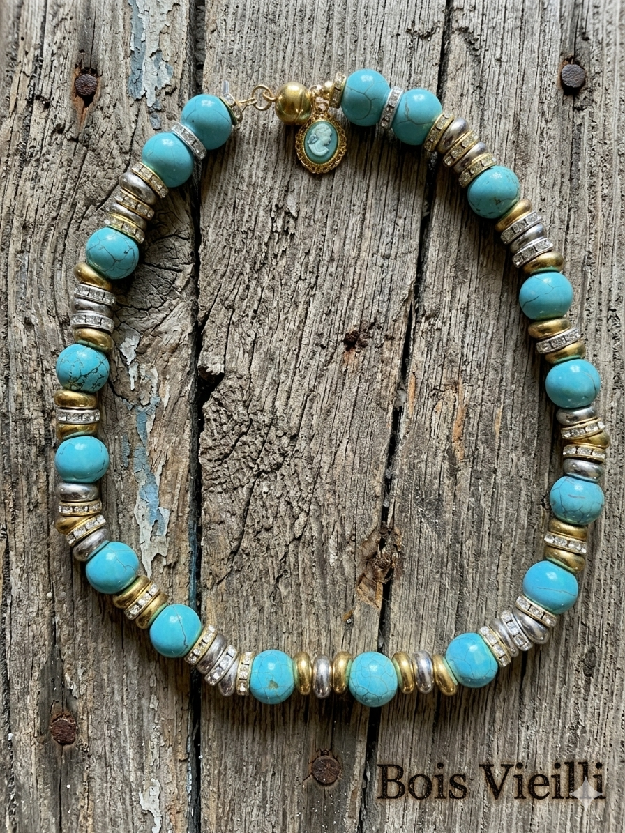 Turquoisus argent et or